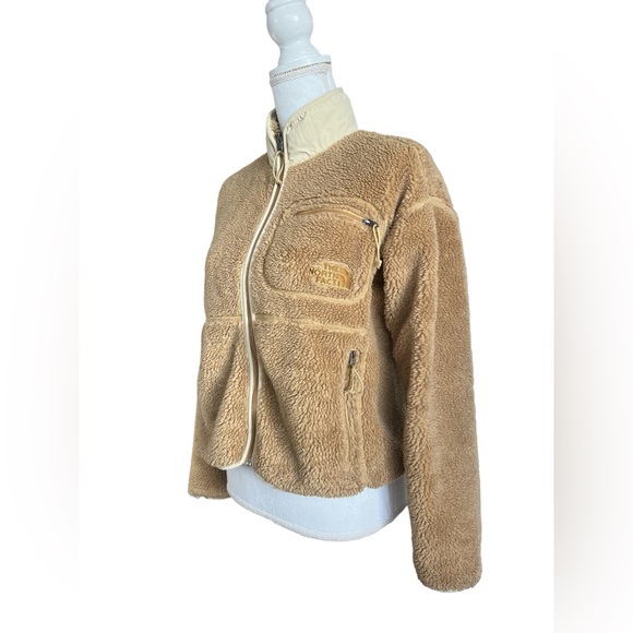 The North Face Fleece Jacket Extreme Pile Size XS Relaxed Fit Full Zip Tan - Picture 3 of 12